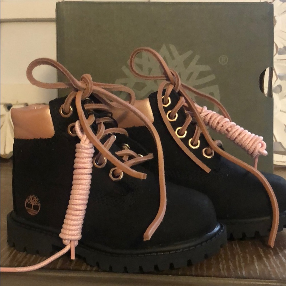 Timberland Black & Pink Toddler Boots